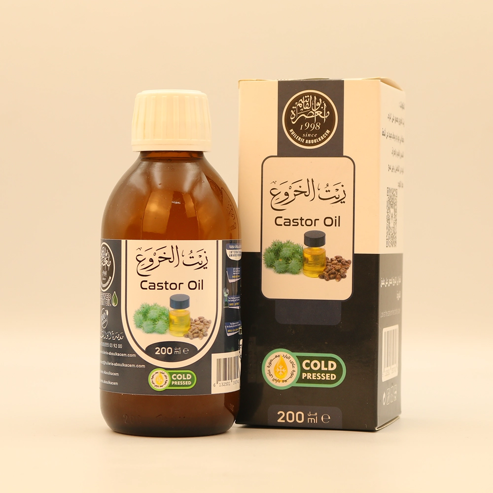 زيت الخروع الأصلي المضغوط على البارد – معصرة أبو القاسم Huile de ricin pure pressée à froid – Huilerie Aboulkacem